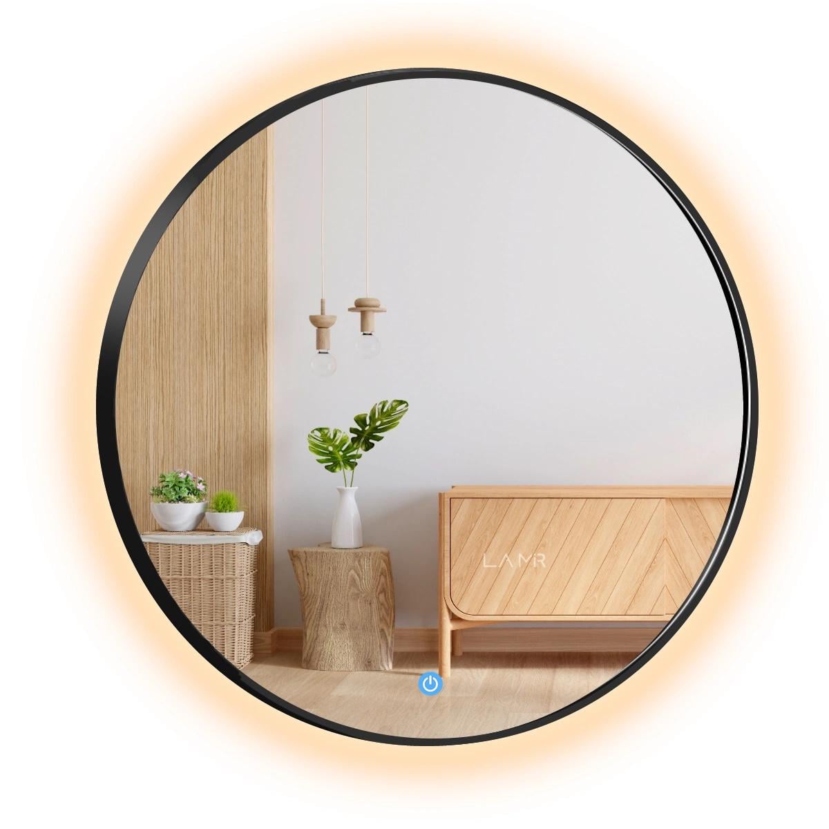 Дзеркало з LED підсвічуванням стіни кругле La Mir модель Adeo у чорній рамі ПВХ із сенсором торкання 60х60 см (26226786060-frame)