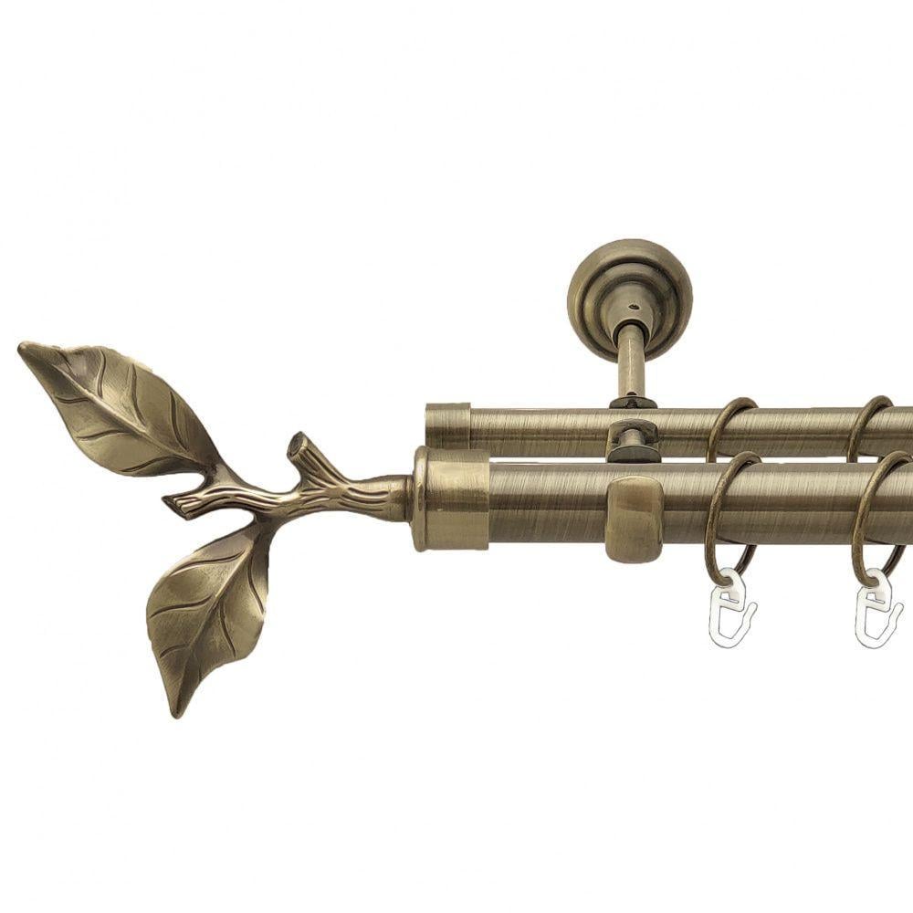 Карниз для штор Orvit Лист розы двухрядный 25/19 мм 240 см Антик (000-7726)