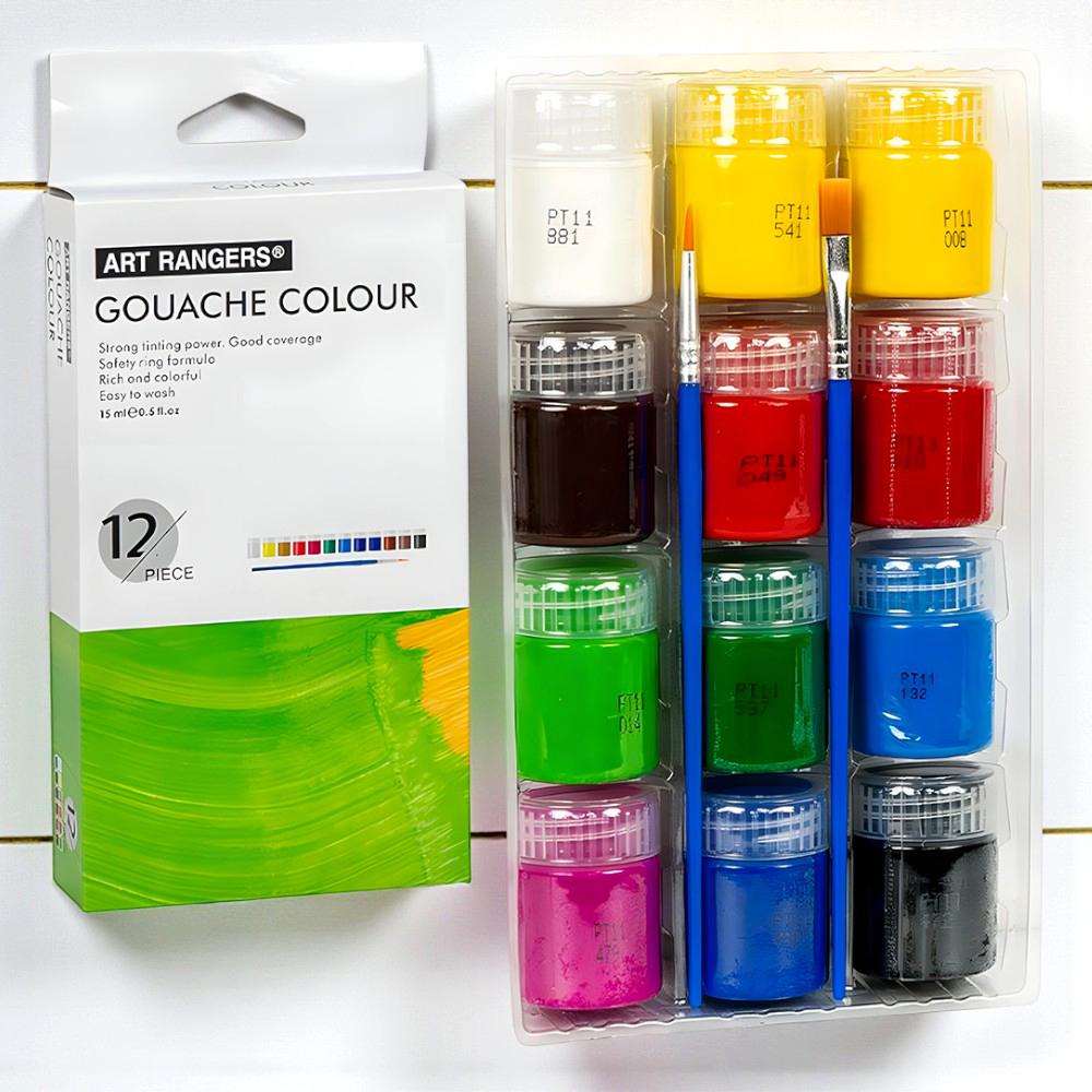 Гуашь художественная в баночках с кистью 12 цветов по 15 мл (37-122189) - фото 6