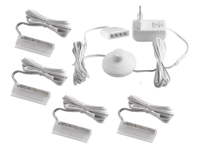 Комплект подсветок-клипс для стеклянных полок светодиодный/пластик/ножный выключатель/белый провод 4 шт. 110-240VAC Синий (LEDUA_3636) Комплект подсветок-клипс для стеклянных полок светодиодный/пластик/ножный выключатель/белый провод 4 шт. 110-240VAC Синий (LEDUA_3636)