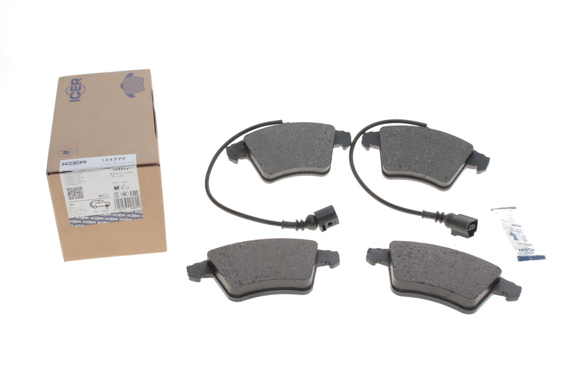 Колодки тормозные передние ICER 181777 VW Touareg 02-10 и датчики Колодки тормозные передние ICER 181777 VW Touareg 02-10 и датчики