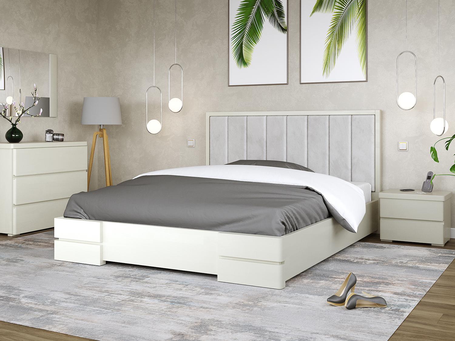 Кровать деревянная Arbor Drev Милана 160x200 см с мягкой спинкой White