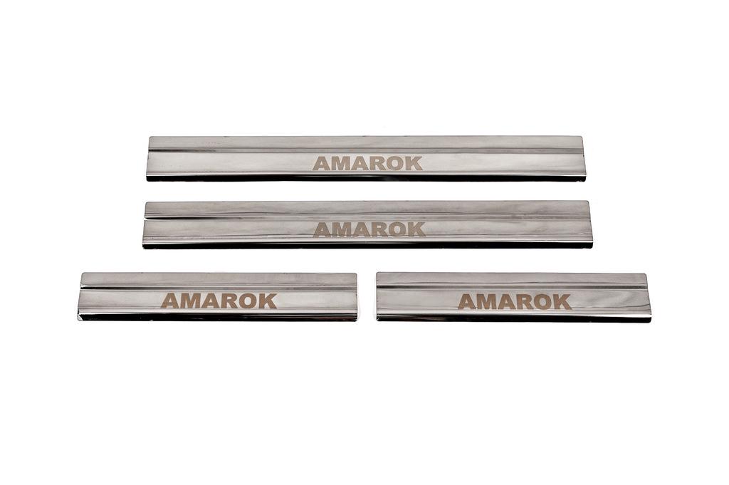 Накладки на пороги Carmos V3 для Volkswagen Amarok 2010-2022 гг. нержавеющая сталь Хром