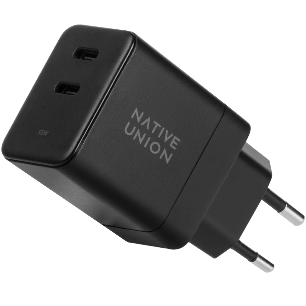 Адаптер живлення Native Union Fast GaN PD 35 W Dual USB-C Port Black (FAST-PD35-BLK-EU)