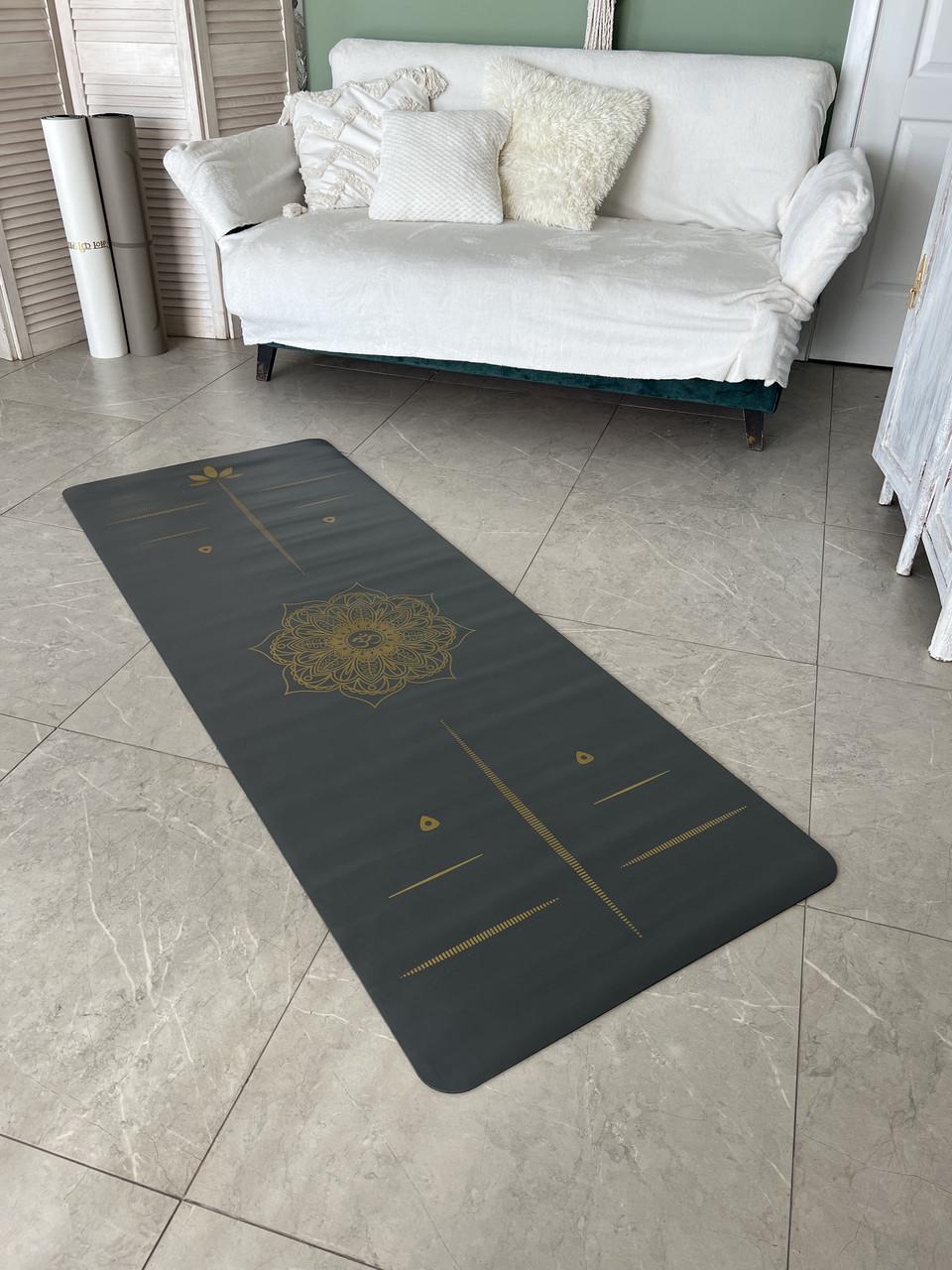 Коврик для йоги Lita Золотая разметка PU премиальный каучуковий 183х68х0,5 см Серый (13510861) - фото 2 Коврик для йоги Lita Золотая разметка PU премиальный каучуковий 183х68х0,5 см Серый (13510861) - фото 2