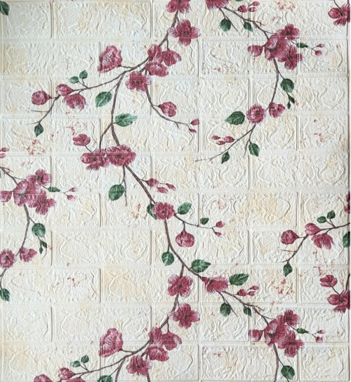 Панель самоклеящаяся декоративная 3D под кирпич цветущее дерево магнолия (BPN3-150)