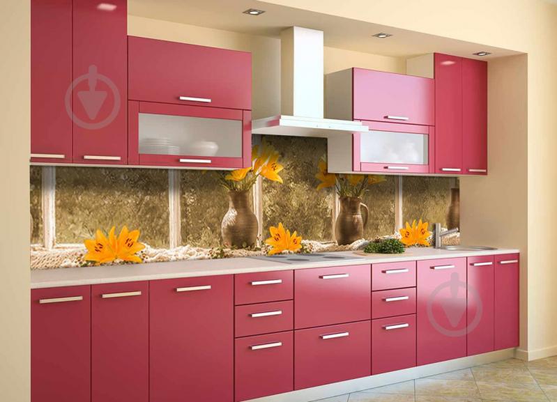 Скинали на кухню Zatarga «Лилии в кувшинах» 650х2500 мм виниловая 3Д наклейка кухонный фартук самоклеящаяся Z180863/1 Скинали на кухню Zatarga «Лилии в кувшинах» 650х2500 мм виниловая 3Д наклейка кухонный фартук самоклеящаяся Z180863/1