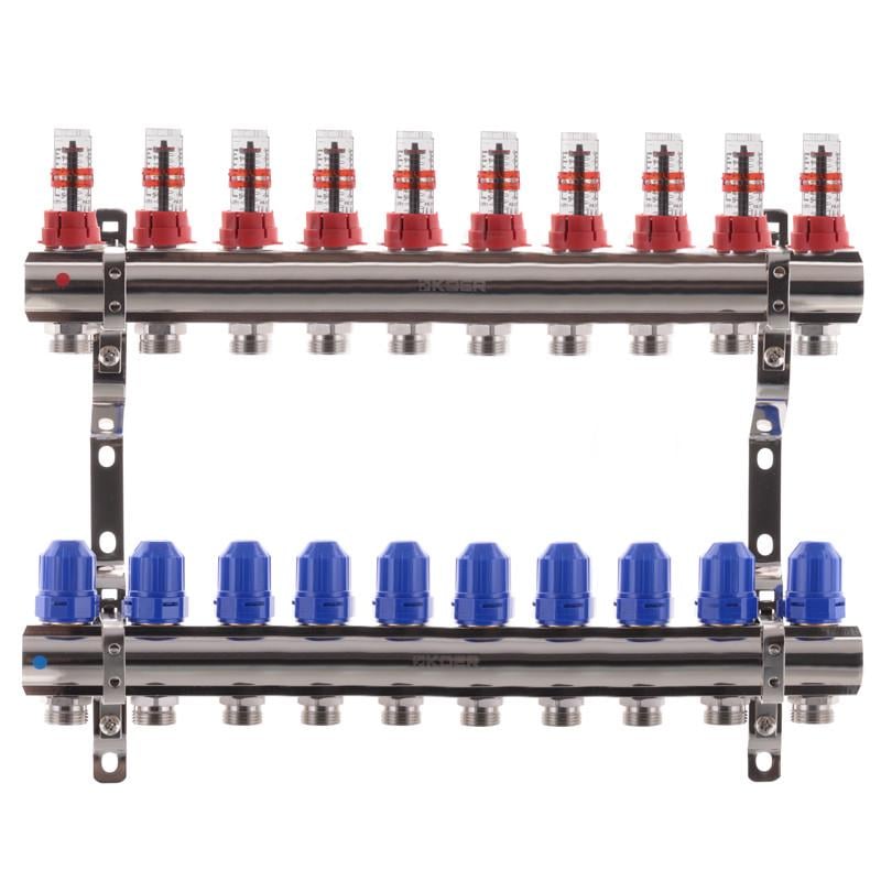 Блок коллекторный с расходомерами KOER KR.1110-10 1”x10 WAYS (KR2647)