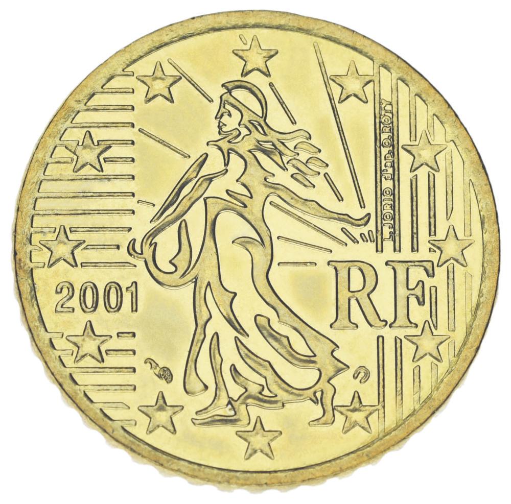 Коллекционная монета Франция 50 евроцентов 2001 года UNC (М21984)