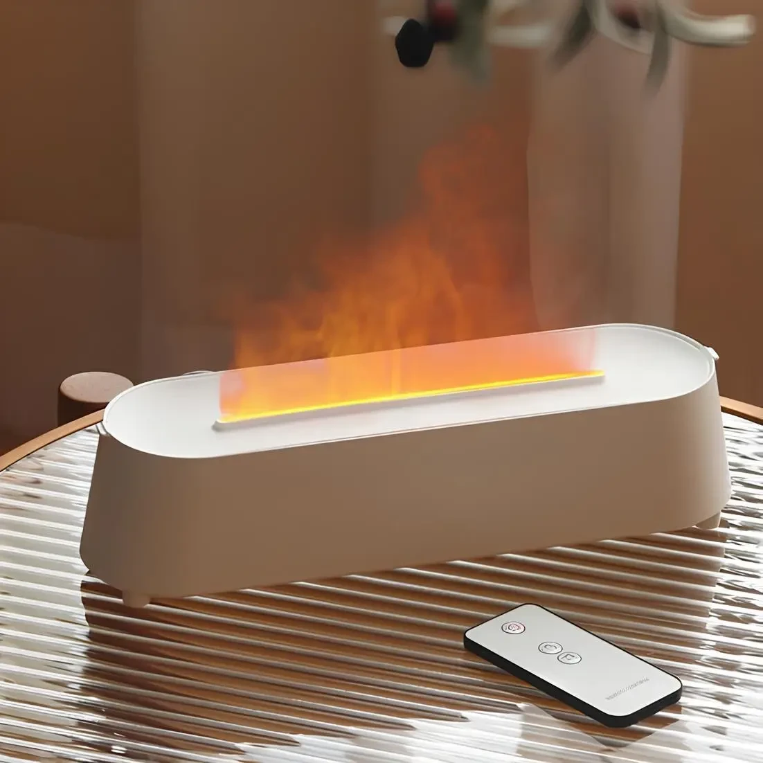 Зволожувач повітря Flame Diffuser Humidifier RGB з ефектом полум'я з резервуаром для ефірної олії Білий (9133) - фото 8