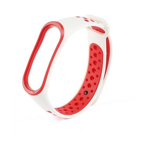 Ремешок для фитнес браслета Xiaomi Mi Band 3 4 White/Red