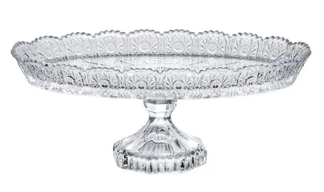 Блюдо стеклянное на ноге для сервировки Helios D-53ZJ Старлайт 288 мм