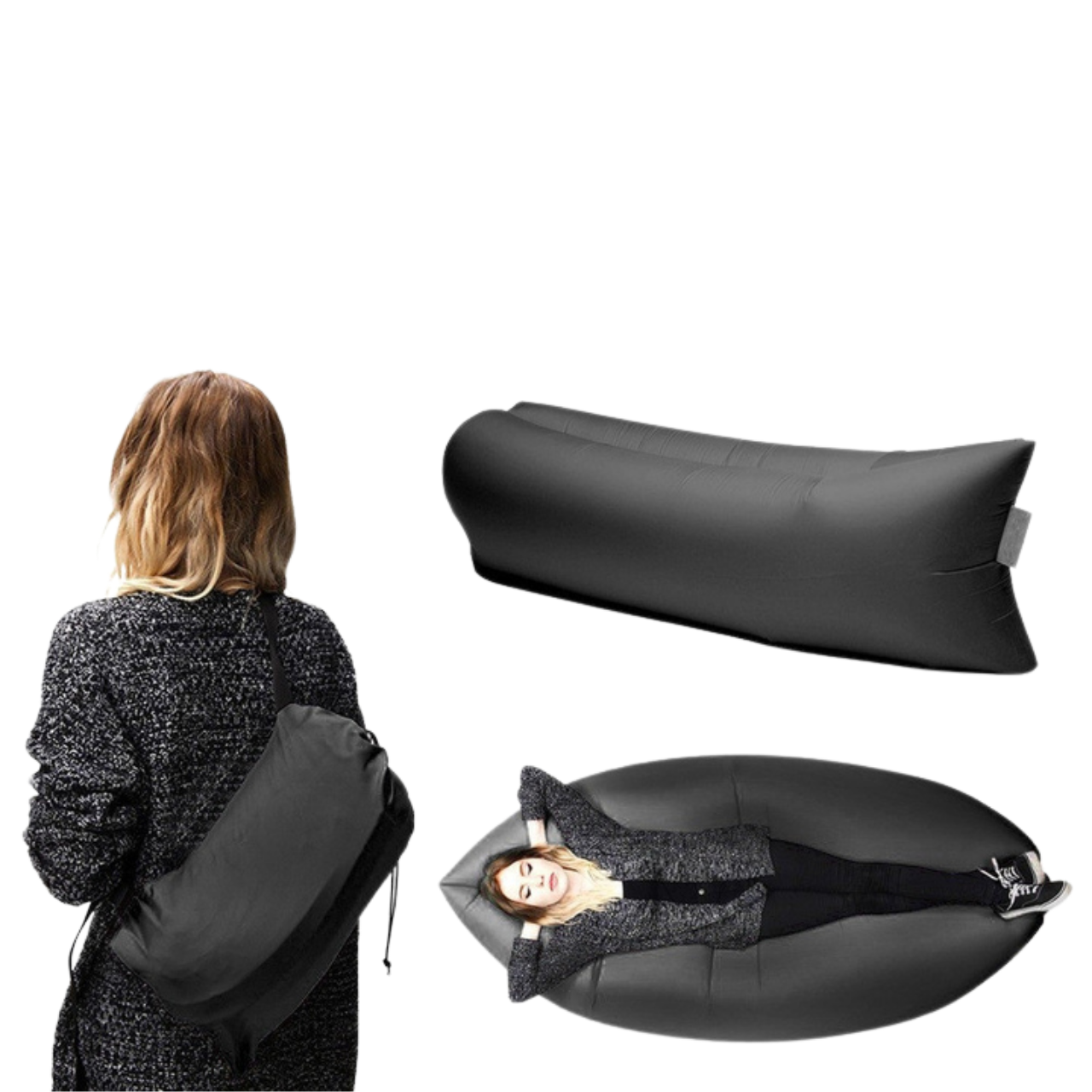 Лежак надувной Lamzac X-2 MAX двухслойный 200х90х70 см до 200 кг Черный (TM001311) - фото 4