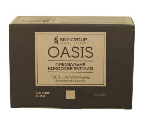 Вугілля Oasis 1 кг кубик 25 мм в упаковці (19OA0102)