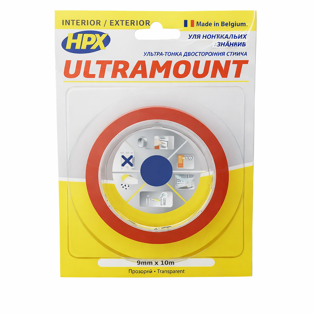 Лента двухсторонняя HPX UM0910 ULTRA MOUNT устойчива к влаге и ультрафиолету 9 мм 10 м Красный (6fc54e53)
