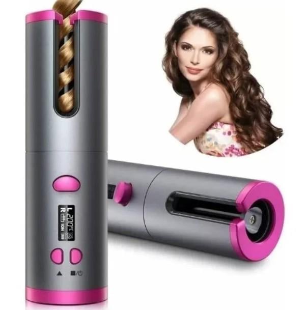 Стайлер для завивки волос Ramindong Hair curler WM-002 беспроводной с керамическим покрытием Серо-розовый - фото 3