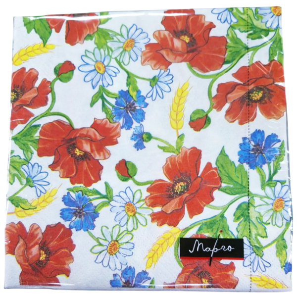 Салфетки столовые Марго Васильки и маки 33х33 см 18 шт. (21-640872)