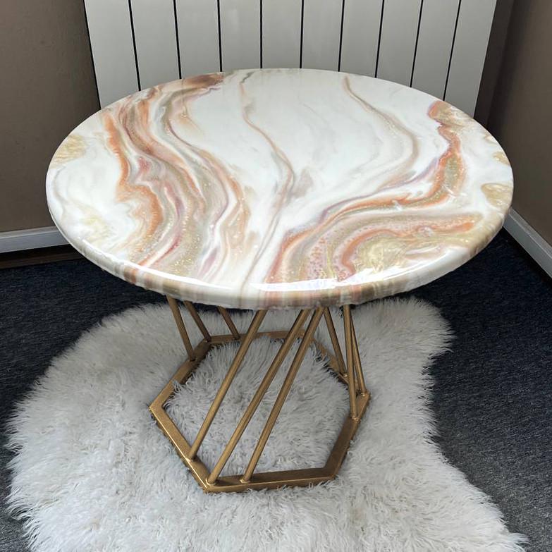 Столик журнальний круглий з епоксидної смоли APOLLO-27 80х80 см