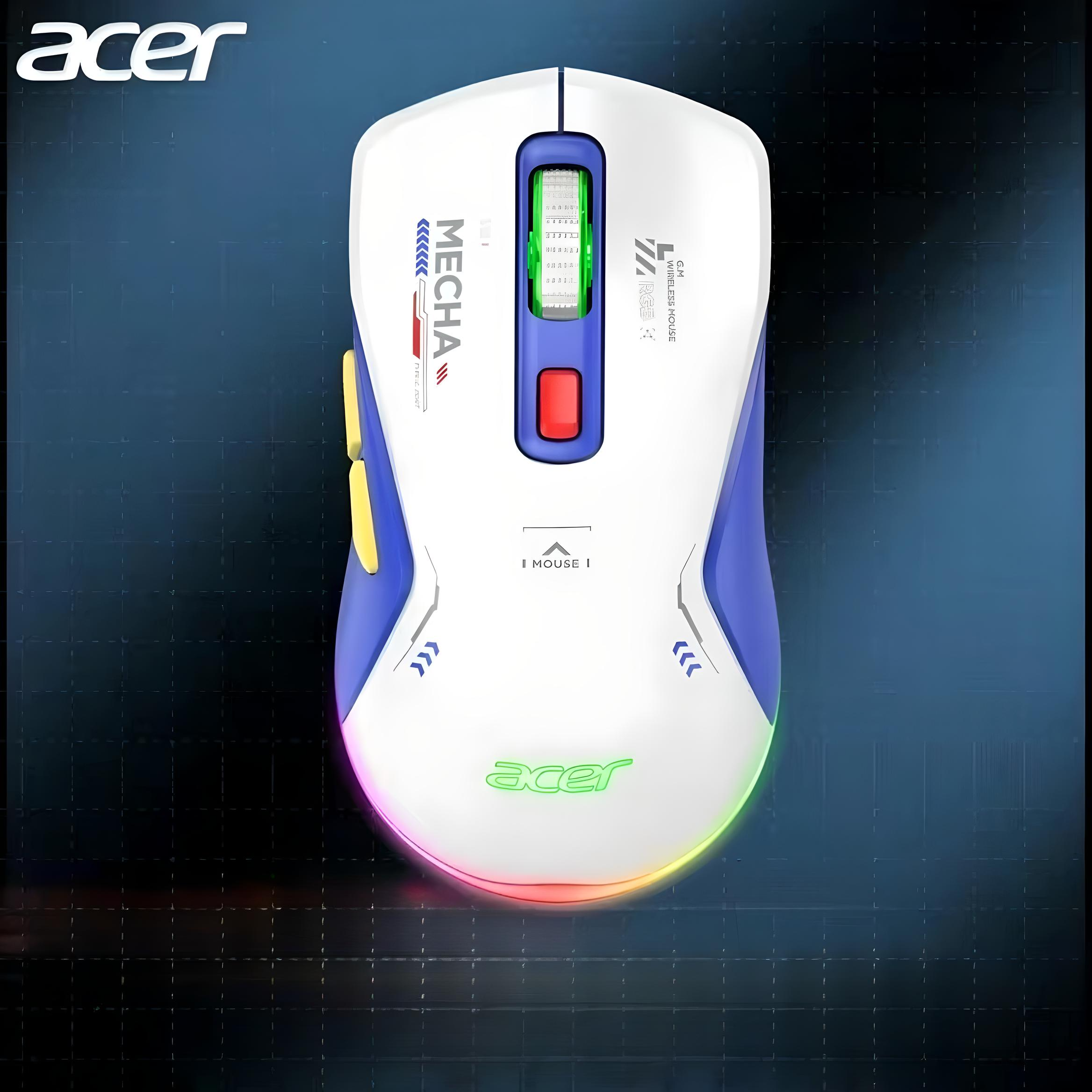 Мишка ігрова Acer OMR212 MECHA комбінована USB/Bluetooth 2,4 ГГц RGB 8000 DPI Біло-синій - фото 5