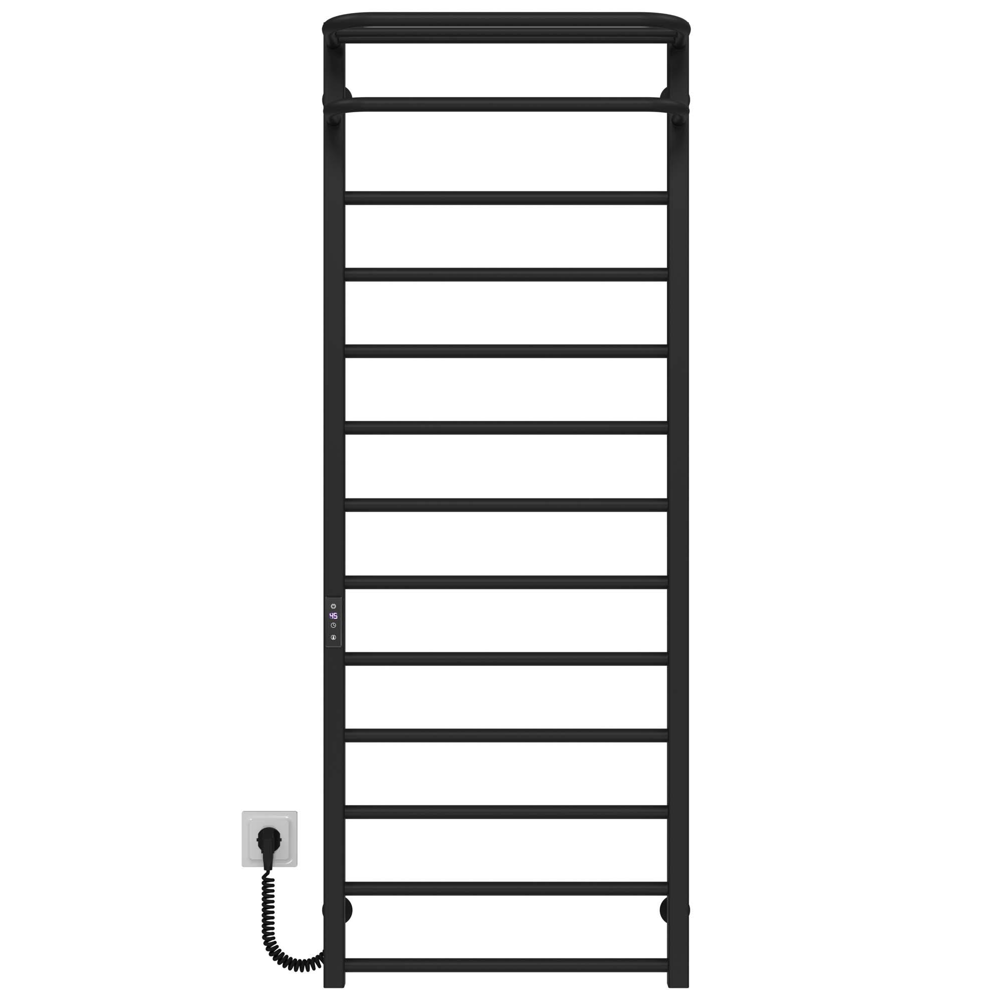 Полотенцесушитель электрический Deffi Lux Hotel П13 JD04 левое подключение нержавеющая сталь 600х1400 мм Черный (A.LH.140.60.13.EBL2)