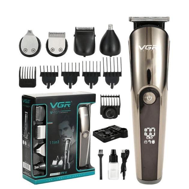 Машинка для стрижки акумуляторна VGR Trimmer Set Сірий - фото 1