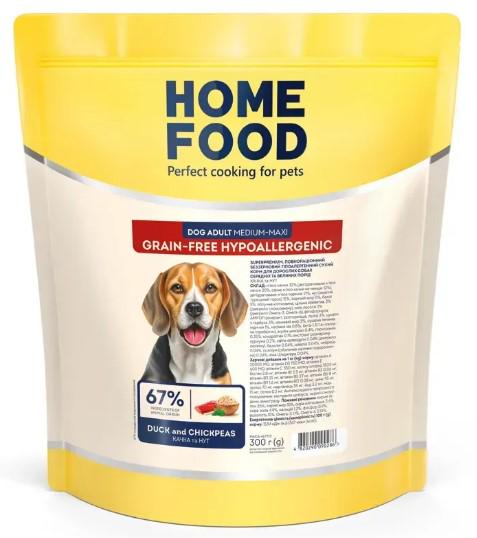 Корм сухий для дорослих собак середніх та великих порід Home Food Качка та нут беззерновий 300 г (00-00023813)