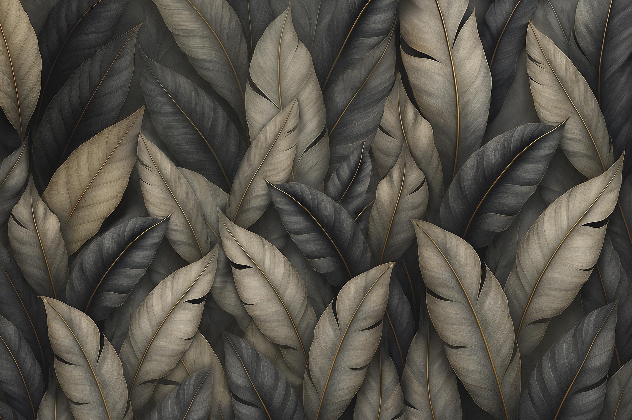 Фотообои флизелиновые Upstream Темный шик абстрактные листья 180х120 см (S5NTR-106/2)