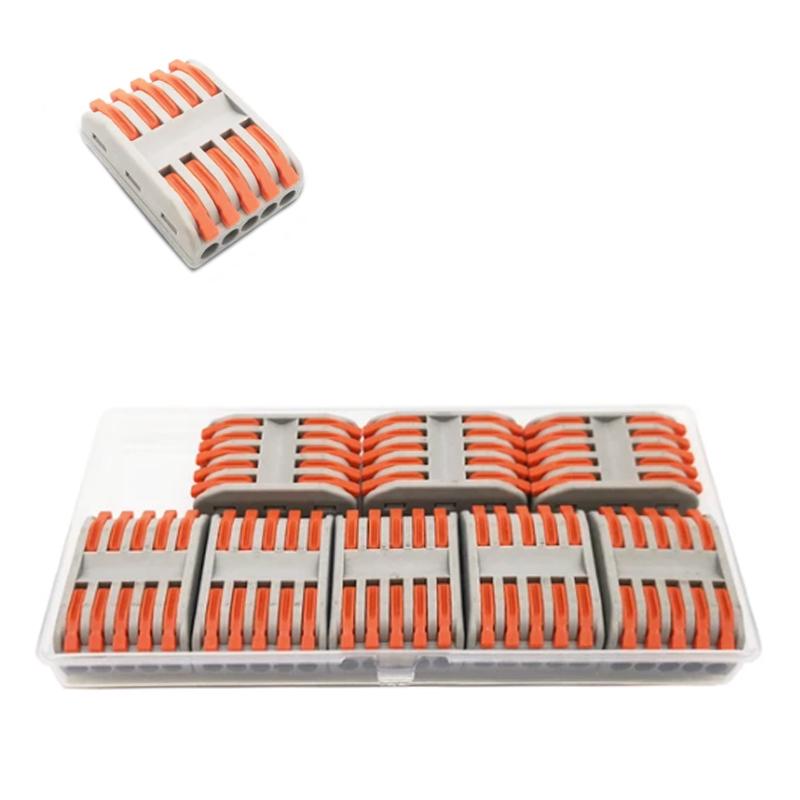 Набор клемм Tactix 0,08-4 мм2 32А 5х1-5х1 проходная одинарная 40х29х14,5 мм 8 шт. Оранжевый (CT425-8box)