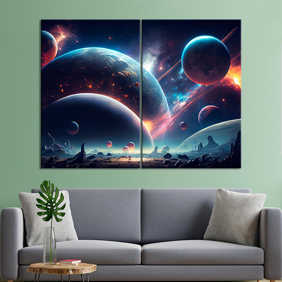 Картина космос Планеты в космическом пространстве 111x81 см (A1290-2) Картина космос Планеты в космическом пространстве 111x81 см (A1290-2)
