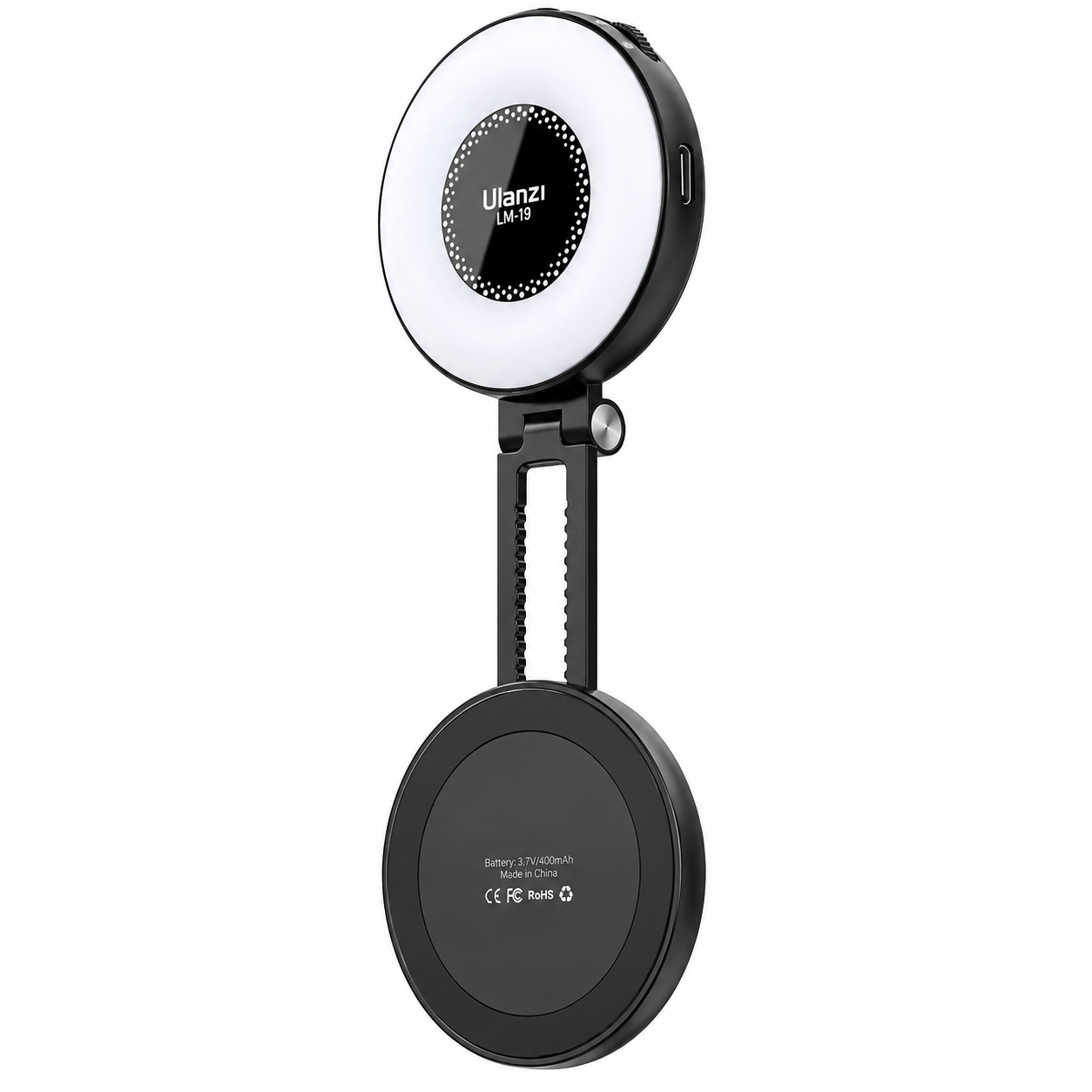 Кільцеве світло для айфона Ulanzi LM19 Magsafe 60х130х16 мм 2500 - 8500К магнітне 400 mAh Чорний (L049GBB1)