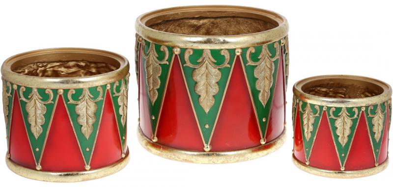 Набор кашпо Барабан Щелкунчика 3 шт. 31 см Красный с золотым