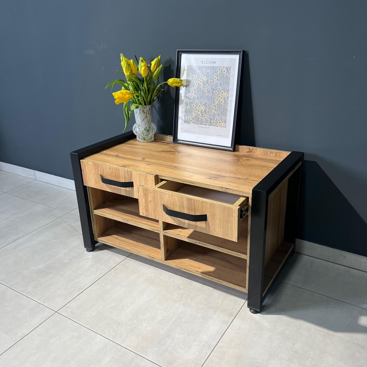 Тумба для спальні приставна з висувними шухлядами та відкритими полицями Loft (000088438) - фото 4 Тумба для спальні приставна з висувними шухлядами та відкритими полицями Loft (000088438) - фото 4