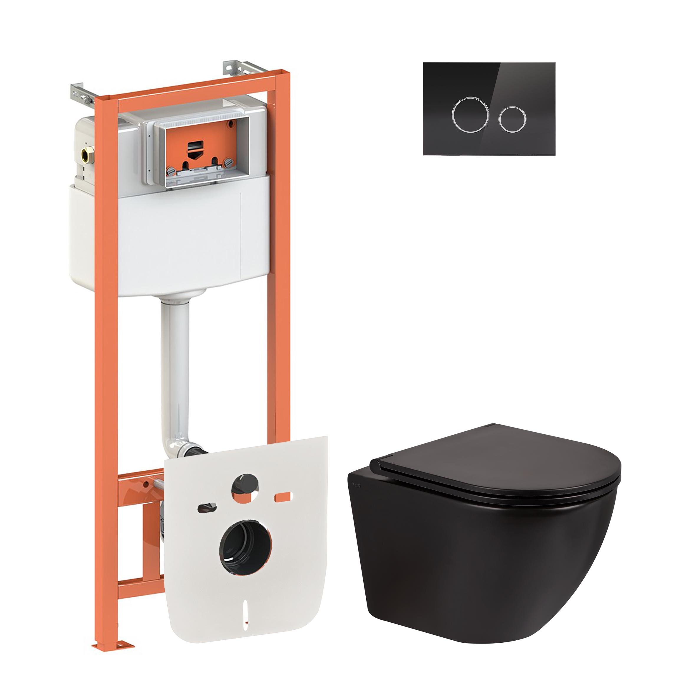 Комплект инсталляции Q-tap Nest QT1333046ERMB0133M425V1163GB с унитазом кнопка Черный (124662)