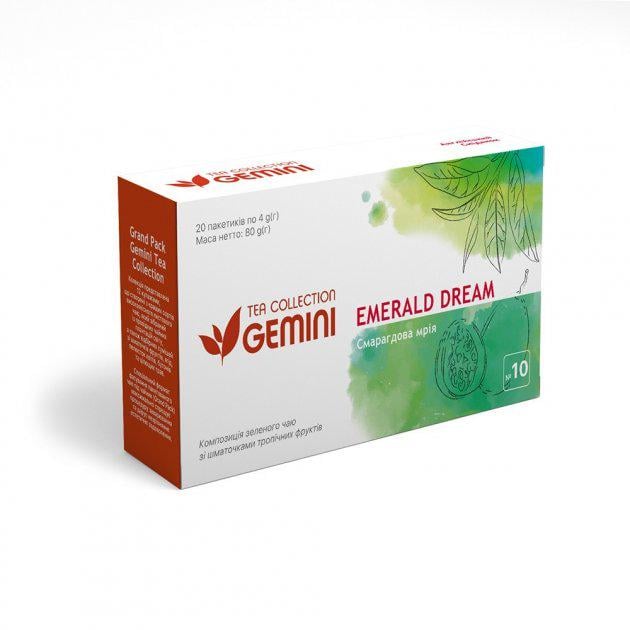 Чай зелений пакетований Gemini Tea Collection Grand Pack Смарагдова мрія 20х4 г (4820156430904) Чай зелений пакетований Gemini Tea Collection Grand Pack Смарагдова мрія 20х4 г (4820156430904)