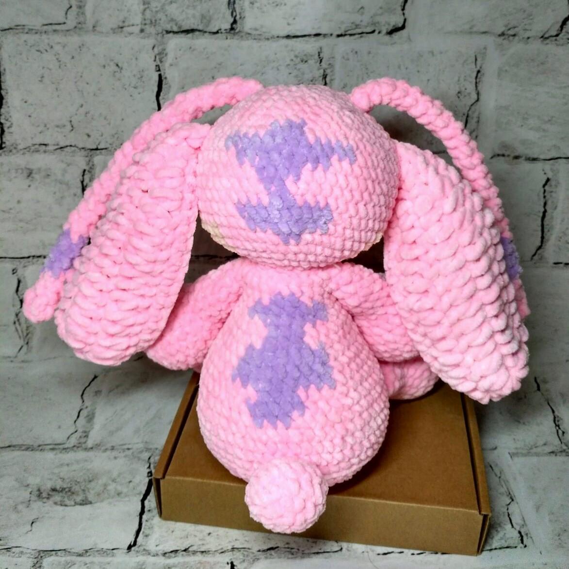 М'яка іграшка ручної роботи в'язана амігурумі Hand Made Стіч Ангел плюшевий 27 см Рожевий (202-94) - фото 2