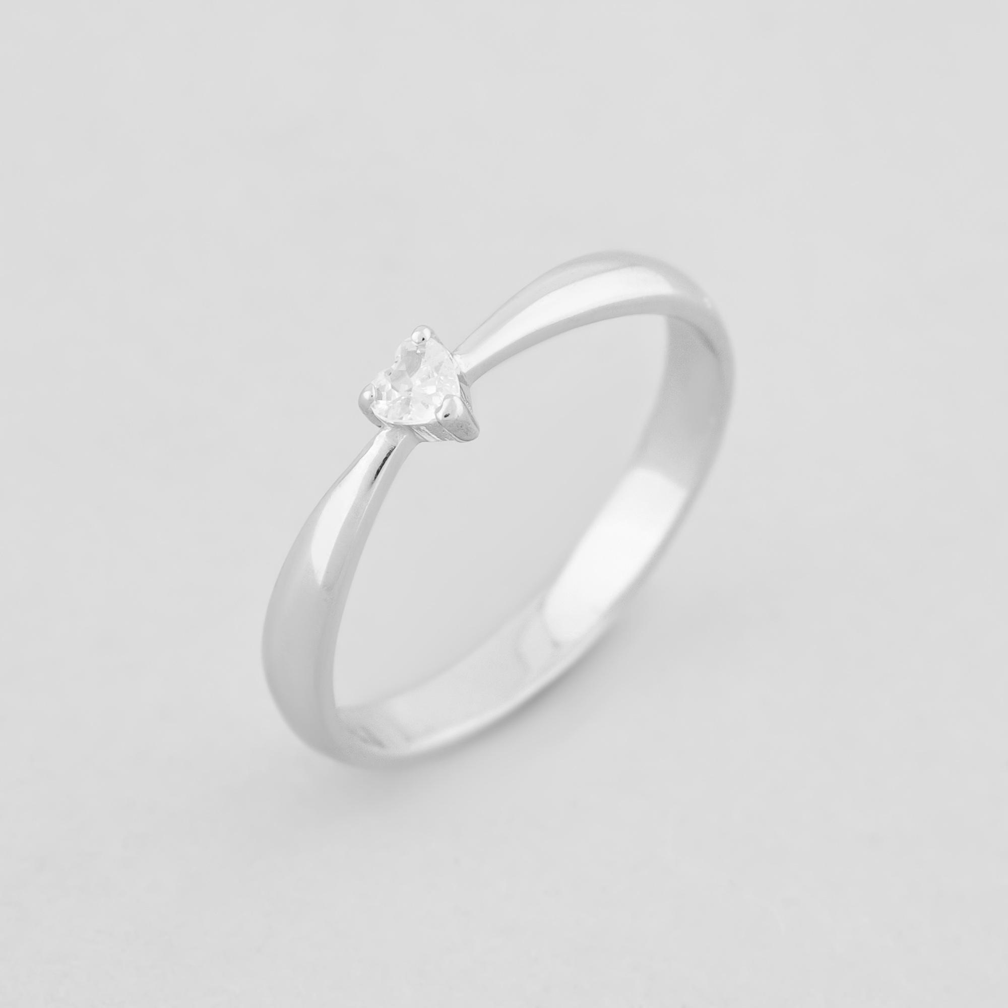 Серебряное кольцо Minimal Хрустальное сердце р. 16 (1961-16)