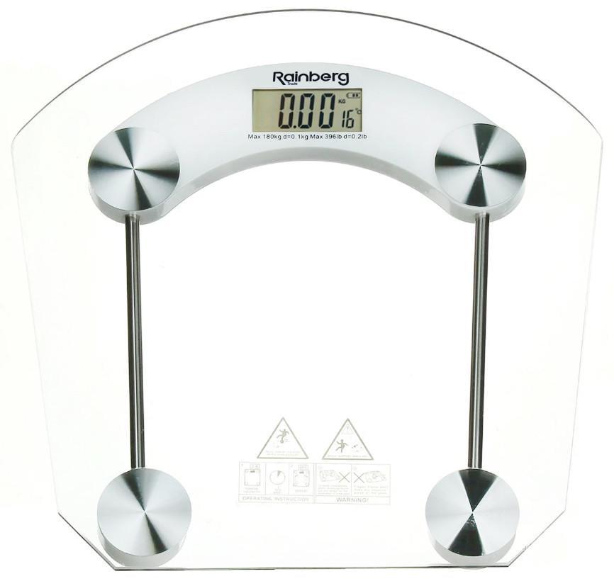 Весы напольные стеклянные Rainberg RB-2003B с термометром 180 кг (21339688)