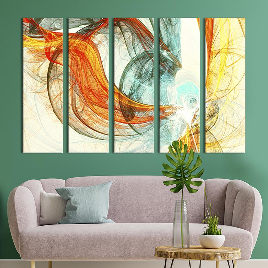 Модульна картина з 5 частин Яскраві абстрактні вихори 155x95 см (50-51)