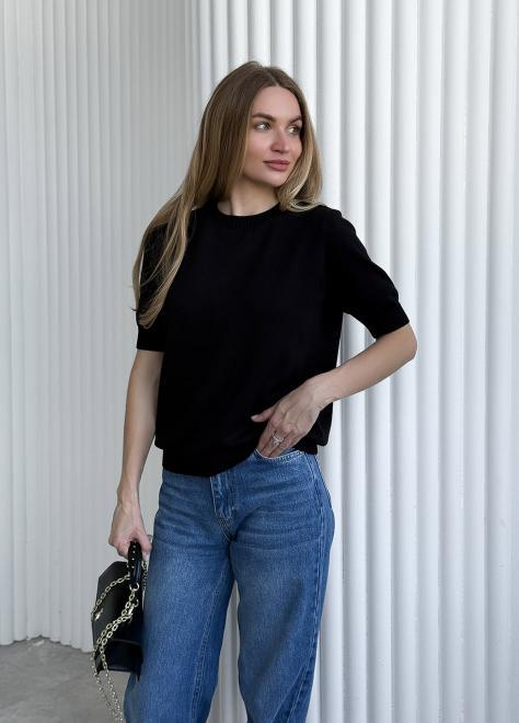 Футболка женская базовая ARTKNIT вязаная ХL Черный (40580)
