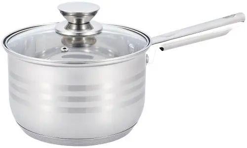 Ківш з кришкою Unique UN-5053 з багатошаровим дном нержавіюча сталь з термостійкого скла 1,9 л 16 см (opt-21634)