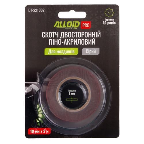 Скотч двухсторонний Alloid Pro на пено-акриловой основе 10 мм x 2 м для молдингов 1 мм Серый Скотч двухсторонний Alloid Pro на пено-акриловой основе 10 мм x 2 м для молдингов 1 мм Серый