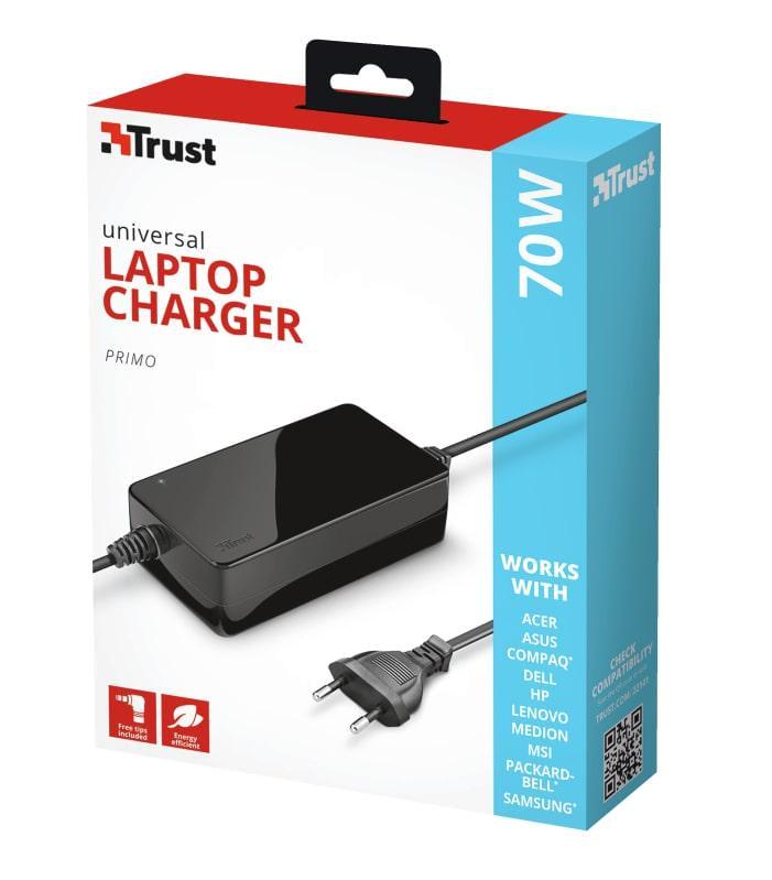 Зарядний пристрій Trust Primo Universal Laptop Charger 70W 19V Black (30328899) - фото 4 Зарядний пристрій Trust Primo Universal Laptop Charger 70W 19V Black (30328899) - фото 4