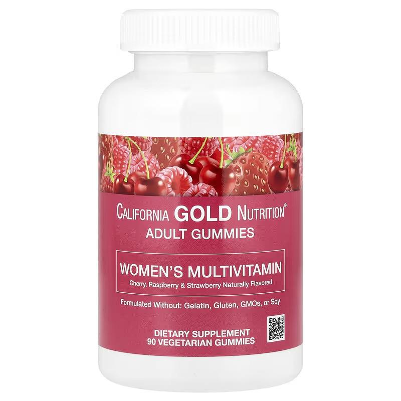Мультивітаміни для жінок California Gold Nutrition Women’s Multivitamin Gummies Cherry Raspberry &amp; Strawberry 90 веганський капс. (00000042179)