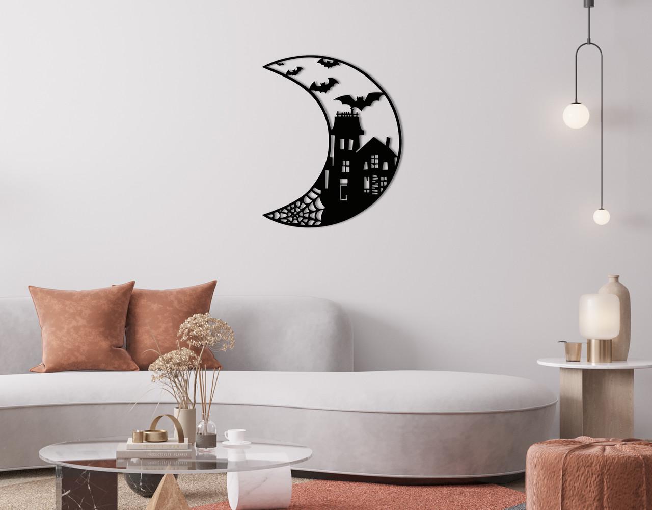 Панно на стіну з дерева декоративне Upwood Decor Halloween 43x35 см Black (1571530845)