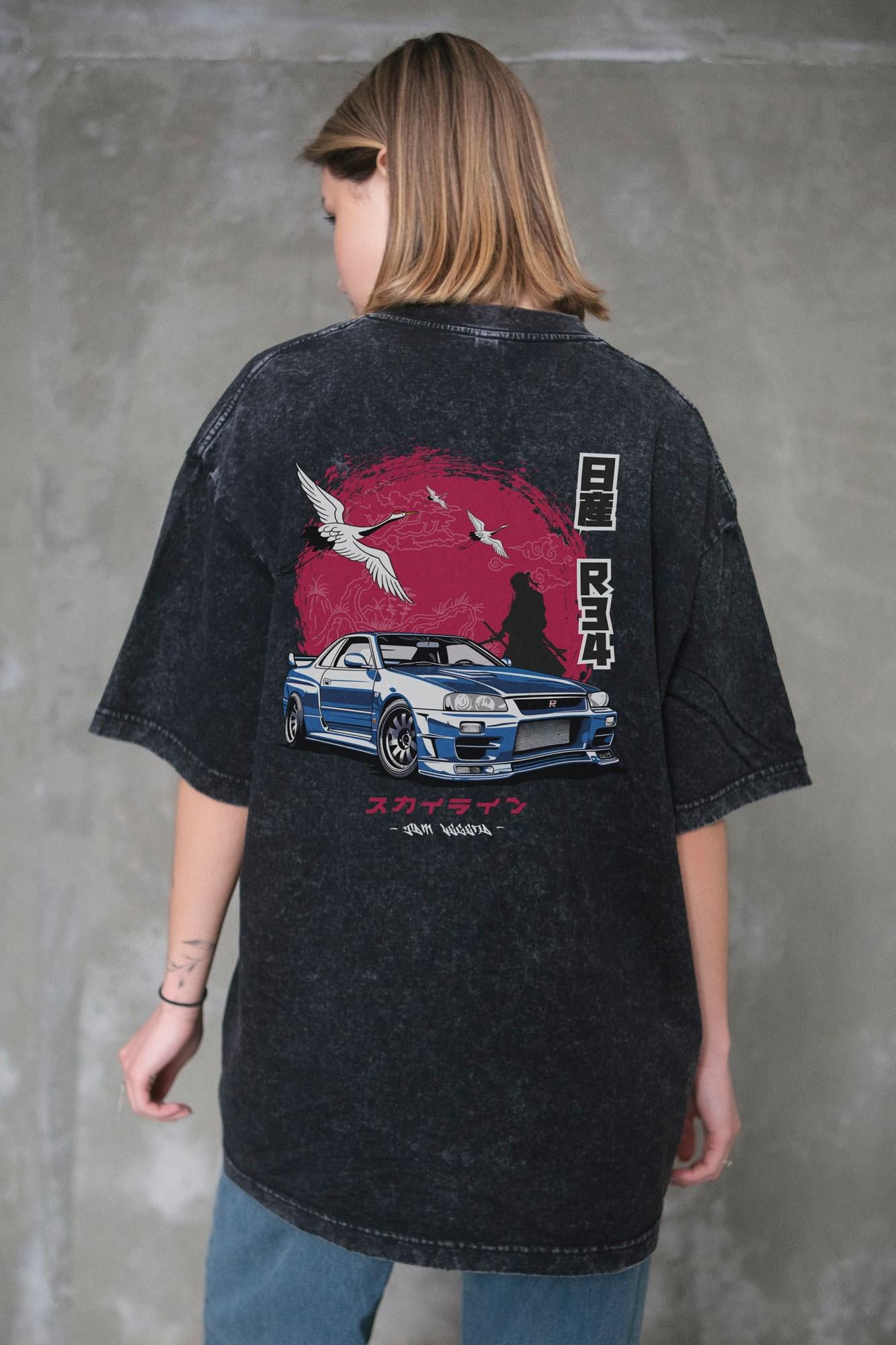 Футболка женская оверсайз Without Washed вываренная с принтом Skyline L/XL Black (L8049617)