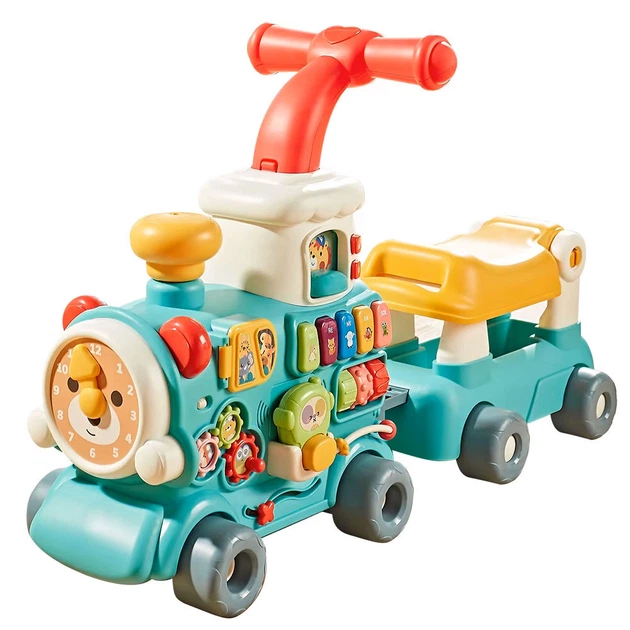 Детские ходунки 5в1 каталка толокар/музыкальный игровой центр с паром/паровоз Baby Walker Train Ментоловый