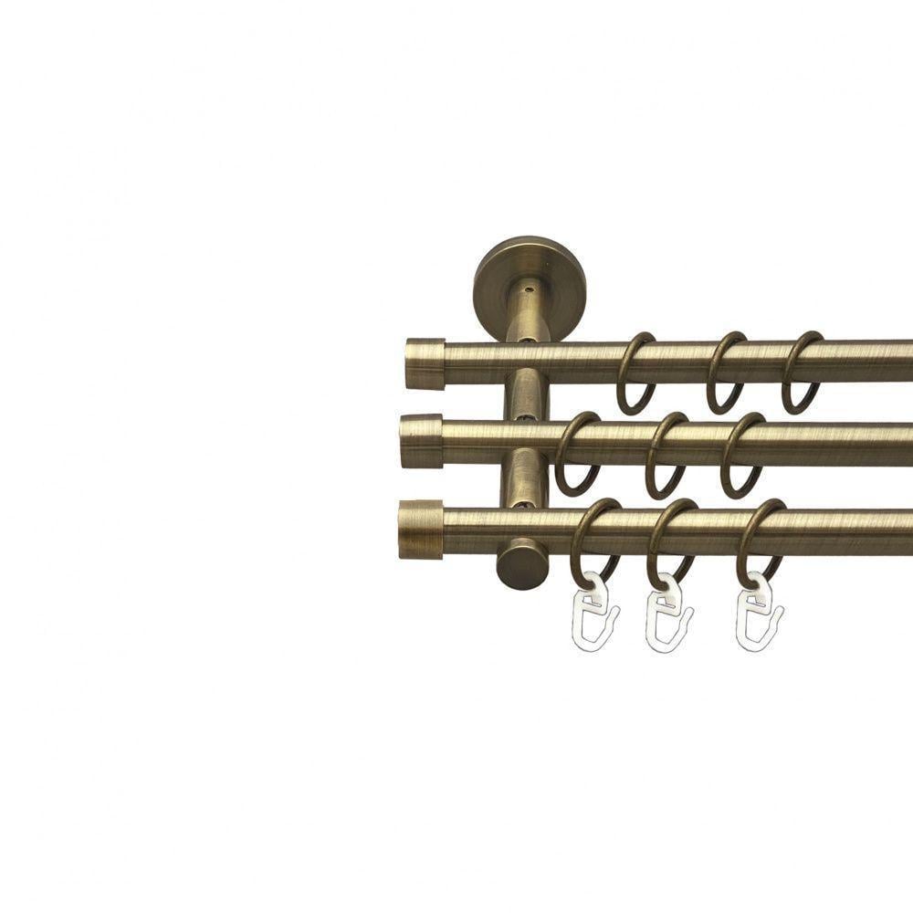 Карниз трубчатый трехрядный Orvit Заглушка 16/16/16 мм 240 см Антик (000-7616)