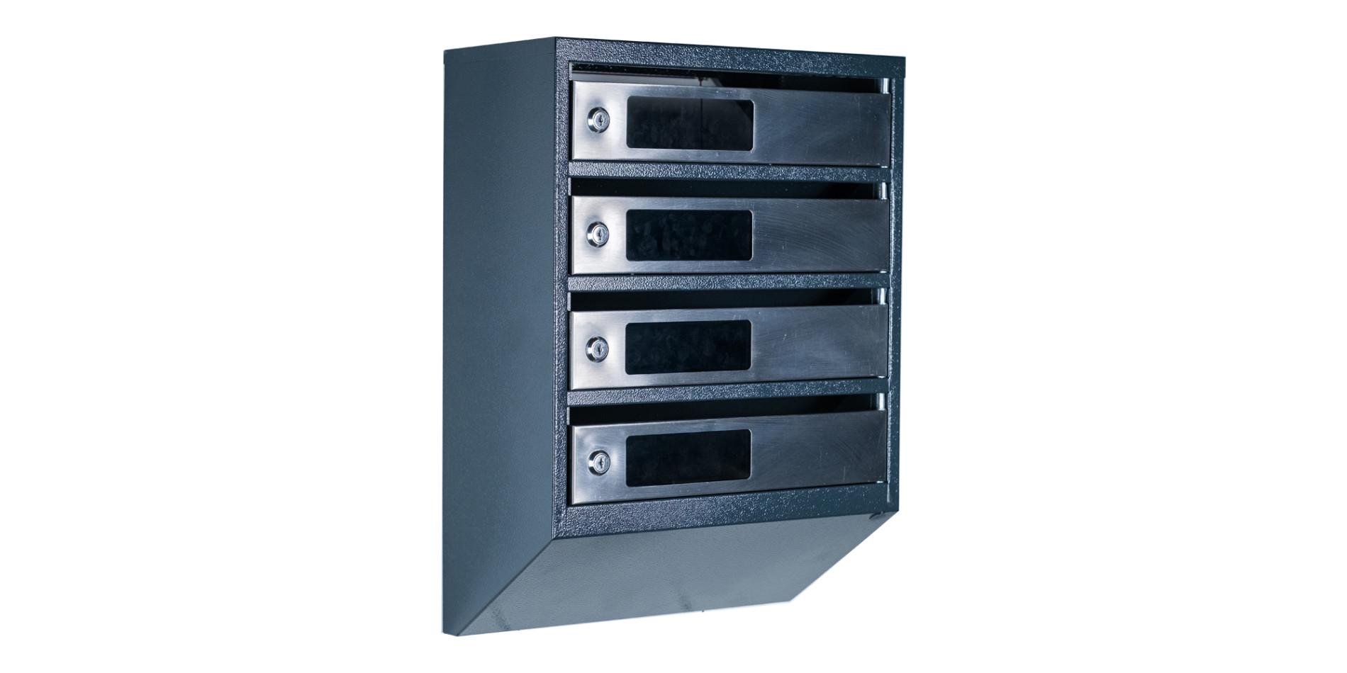 Почтовый ящик Галиндустрия ЯП-04-C многосекционный на 4 квартиры металлический с ящиками из нержавеющей стали Антрацитовый (132-119-000007544)