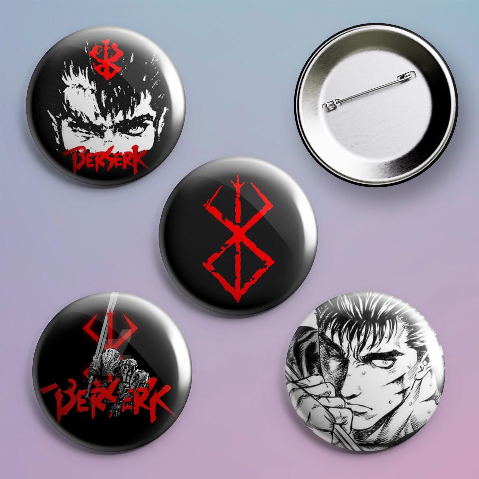 Значки на рюкзак с принтом аниме Berserk 4 шт.