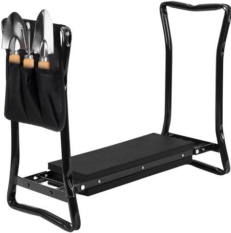 Подставка-стул для колен складная садовая 4в1/органайзер для инструментов Черный - фото 4